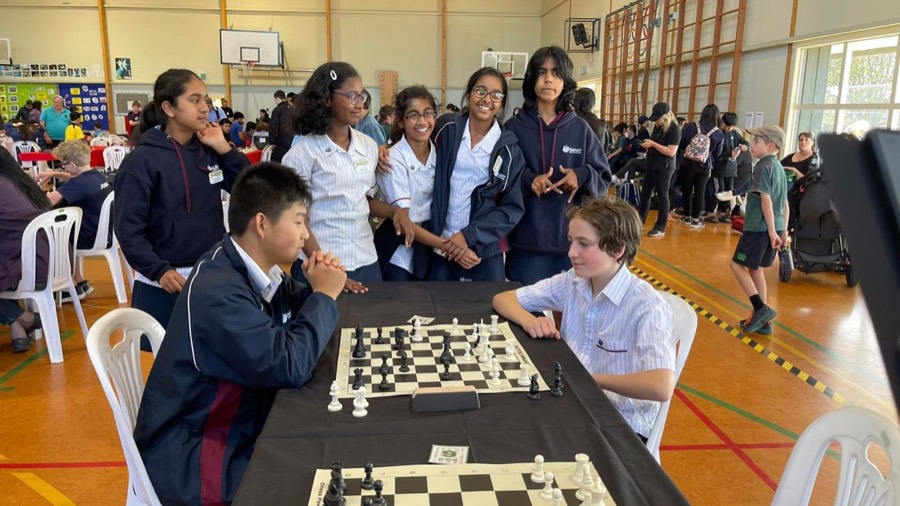 Students at a chess tournament